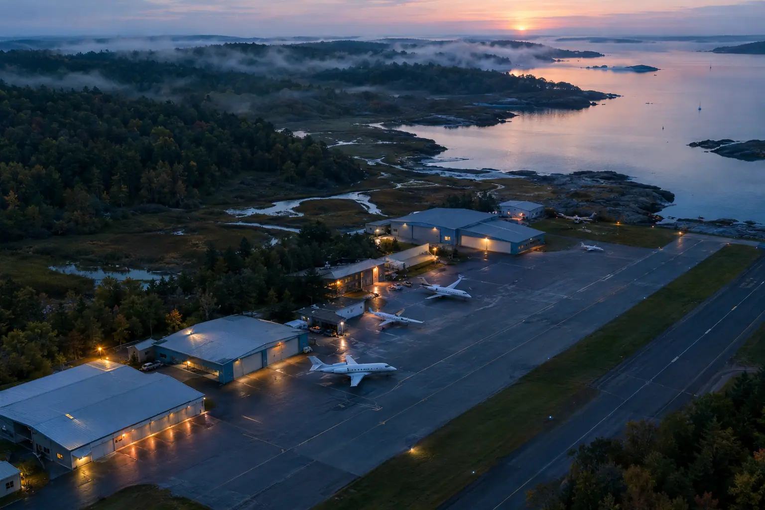 Private jets at Lawrence Municipal Airport
