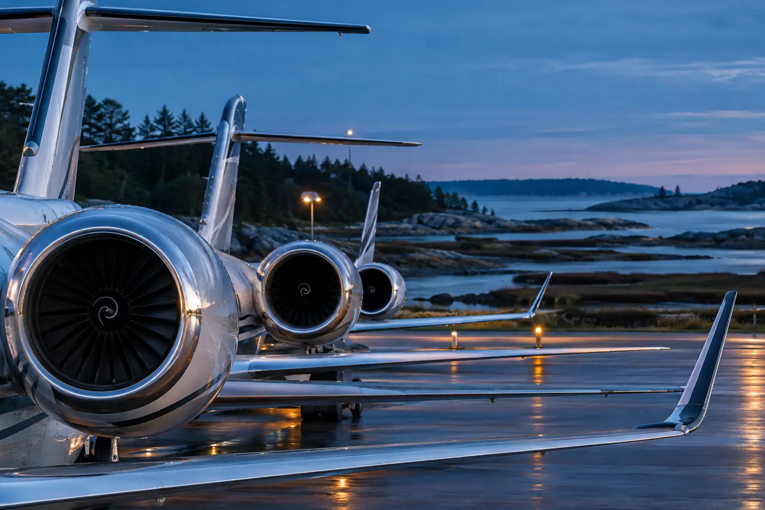 Business jets on the ramp