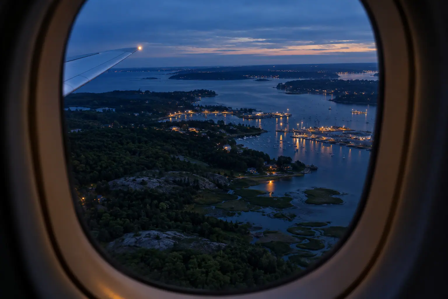 Boston area from a private jet window